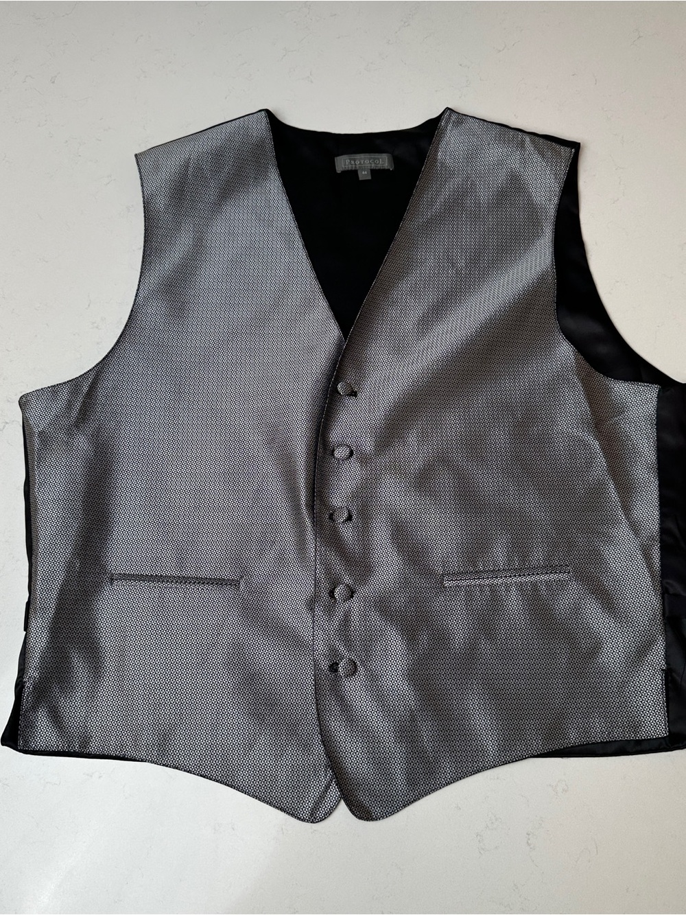 Protocol Silver Textured Dress Vest